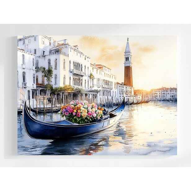 Obraz Na Plátně Plátno Krajina Itálie Benátky Kanál Loďka Gondola 80x60