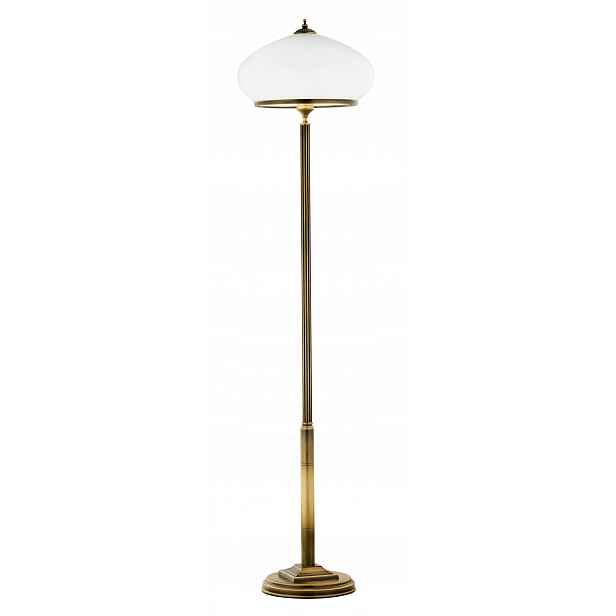 Stojací lampa Zeus Patina Bílá Skleněná Stínidlo 2xE27 170 cm Podlahová lampa