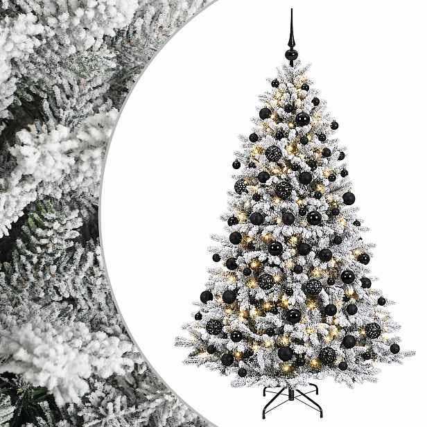 vidaXL Umělý vánoční stromek s vánočními koulemi 180 cm 300 LED