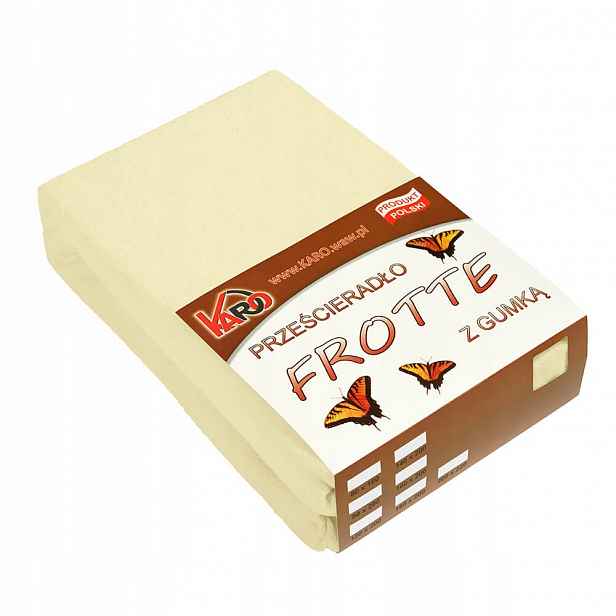 Froté prostěradlo s gumičkou 200x220 krémové Karo