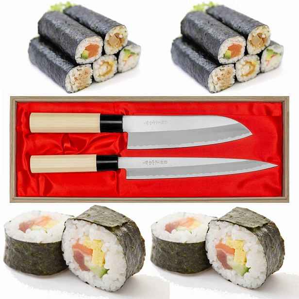 Satake japonský set 2 nožů Santoku 17 cm a Yanagi-Sashimi 21 cm