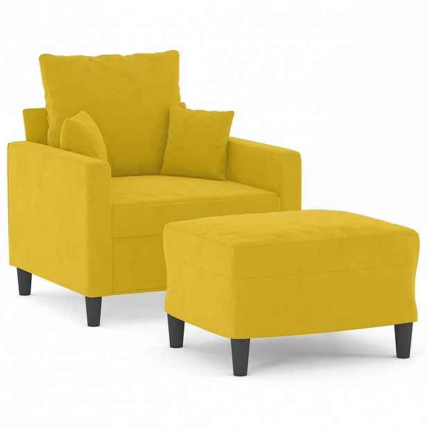 vidaXL Křeslo s podnožkou žluté 60 cm samet
