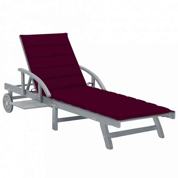 Zahradní lehátko akácie / látka Vínová