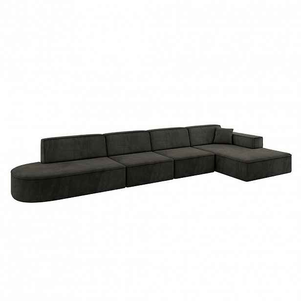 ALTDECOR ROHOVÁ SEDACÍ SOUPRAVA s otomanem vpravo IREA-L3-v4 – 412 × 165 × 77 cm, černá