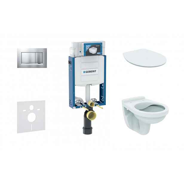 Geberit Kombifix - Set předstěnové instalace, klozet Alpha se sedátkem, tlačítko Sigma20, chrom mat/chrom 110.302.00.5 ND7