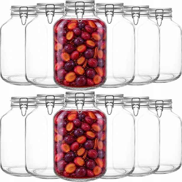 Sklenice na zavařeniny, nádoba s přezkou, zavařovací sklenice hermetická, ozdobná, Velká, 5L x 12