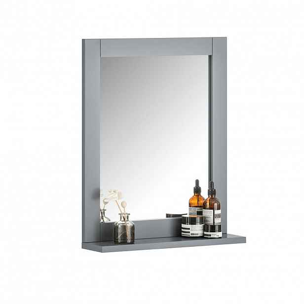 SoBuy NÁSTĚNNÉ ZRCADLO s 1 policí Šedá 40x10x50cm Minimalistický