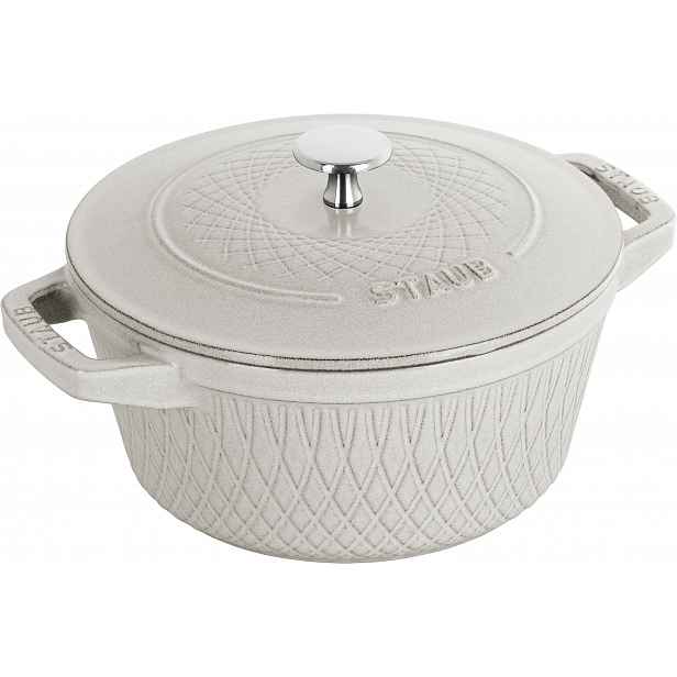 Staub Litinový hrnec s poklicí Cocotte Twist, Ø 20 cm / 2,29 l, bílý lanýž 1023187