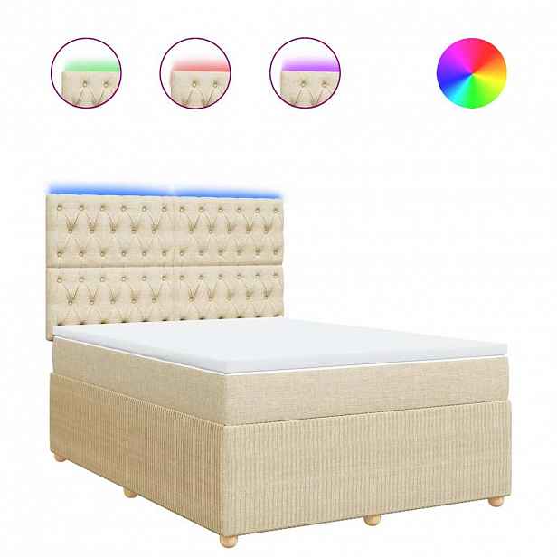 vidaXL Box spring postel s matrací krémová 140x190 cm textil