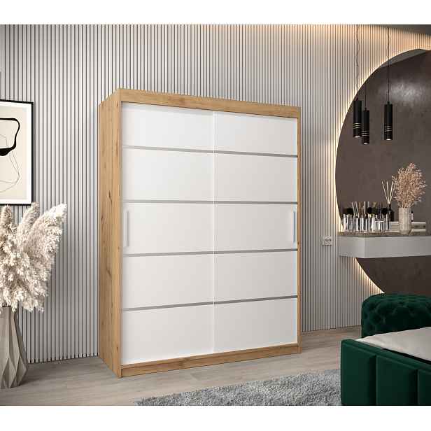 Šatní skříň Abi V1 Barva korpusu: Dub artisan, Rozměry: 150 cm, Dveře: Bílá