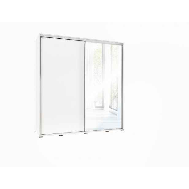 Šatní skříň Penelopa - šířka 205 cm - bílá barva + zrcadlo