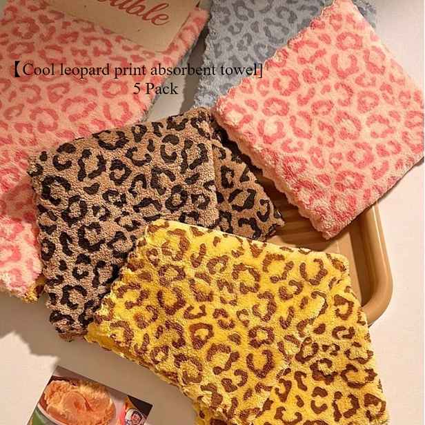 TEMU Retro leopardí ručník, silná absorpce a rychlé schnutí, měkká čisticí utěrka pro muže a ženy (náhodná barva)