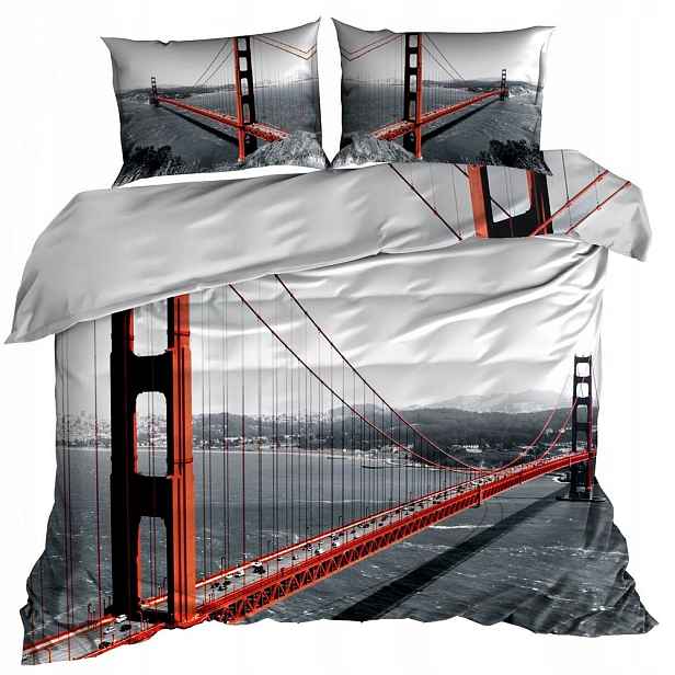 Povlečení 3D Bavlna Satén 160 x 200 cm Most Golden Gate