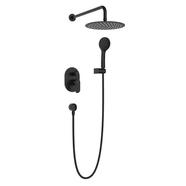 Rubineta OLO+ULTRA-2F BLACK, podomítkový sprchový set včetně příslušenství
