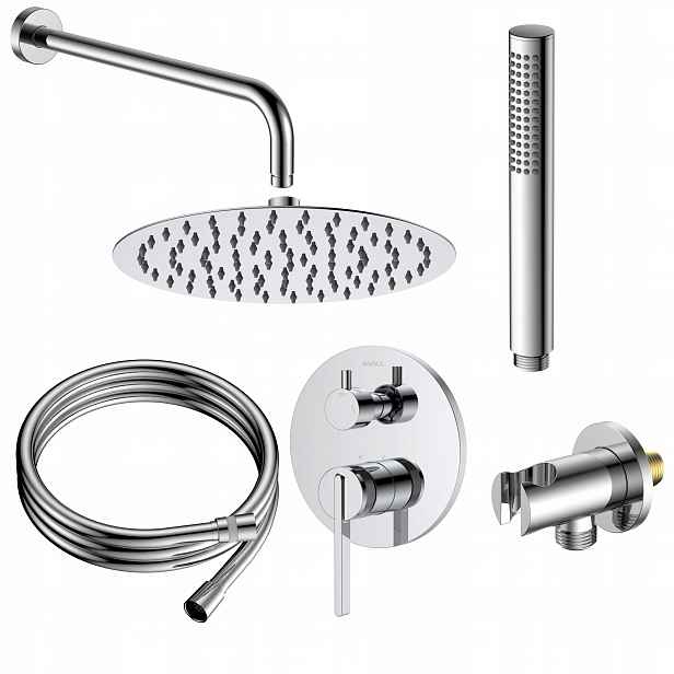 Sprchový set pod omítku, dvoufunkční chrom, baterie sprchová hlavice, hadice