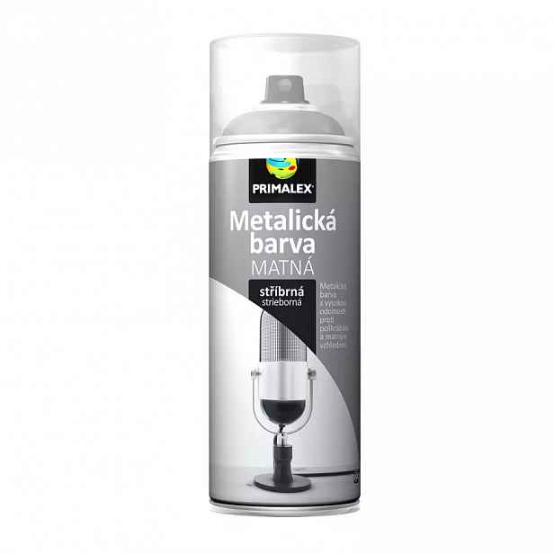 Sprej Primalex Metalická barva matná stříbrná 400ml