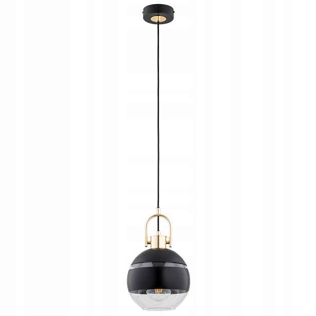 Alfa Závěsná lampa 95 cm Černá Zlatá Koule 1xE27 15W Derol
