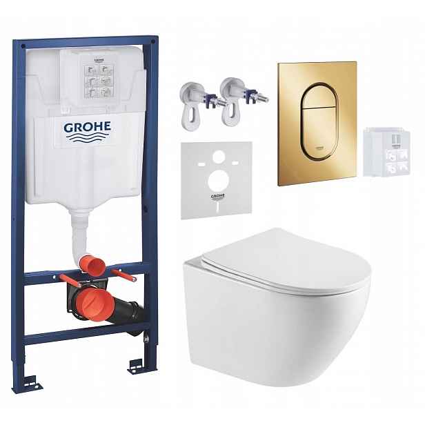 Grohe Wc stojan Rapid Sl s mísou Blatna Tornado a zlatým tlačítkem