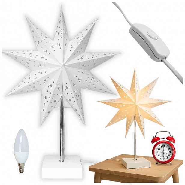 Noční Lampa Hvězdička Na Stůl Vánoční Dekorace Bílá Dárek
