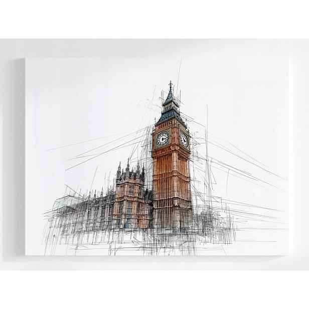 Plakát Kresba Skica Grafika Big Ben Hodiny Londýn 100x75
