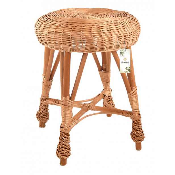 Proutěný taburet Stolička z proutí Sedák H44cm Ø34cm Polská proutí