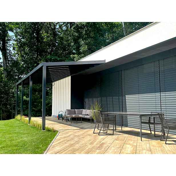 Sestava pro montáž hliníkové pergoly antracit 7016 PC plný antracit 7×4 m