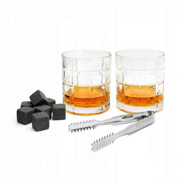 Set Pro Whiskey Leopold Vienna 2 sklenice, žulové kostky, kleště