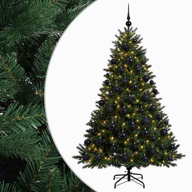 vidaXL Umělý vánoční stromek s vánočními koulemi 180 cm 300 LED