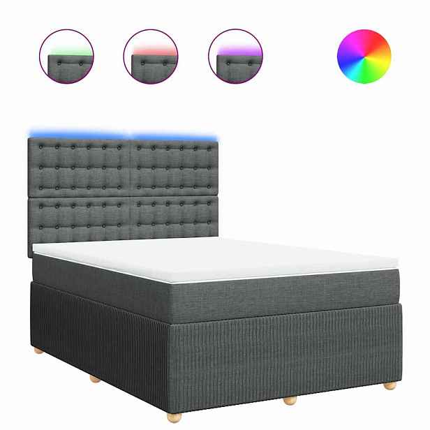 vidaXL Box spring postel s matrací tmavě šedý 140 x 190 cm textil