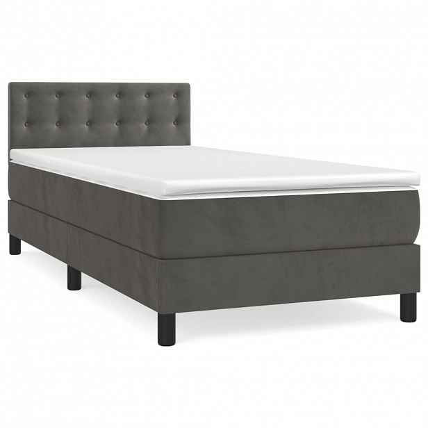 vidaXL Box spring postel s matrací tmavě šedá 90x190 cm samet