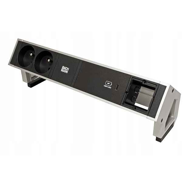 Bachmann Desk 2, 2x zásuvka CZ,zdroj 60W(USB C),1x volné,stříbrný(902.925)