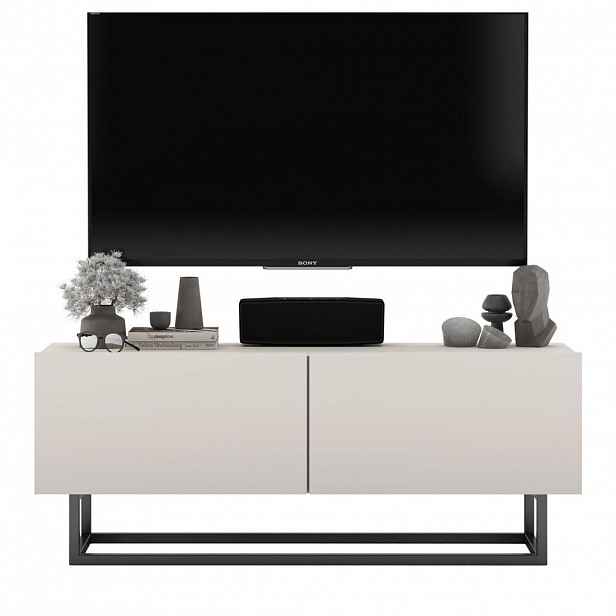 Meble Lindner TV stolek Enjoy Kašmír mat 120 cm s kovovým rámem
