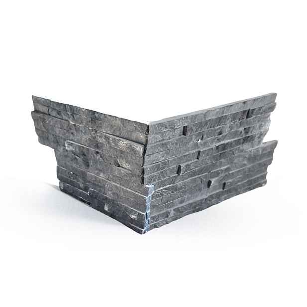 Obklad kamenný lepený DEKSTONE N 3003 Black Slate břidlice rohový 150×(250+300) mm