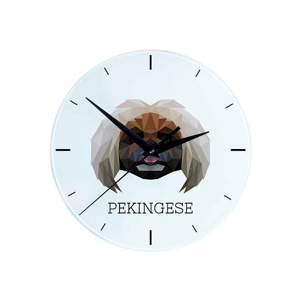 Pekingské skleněné závěsné nástěnné hodiny s geometrickým psem