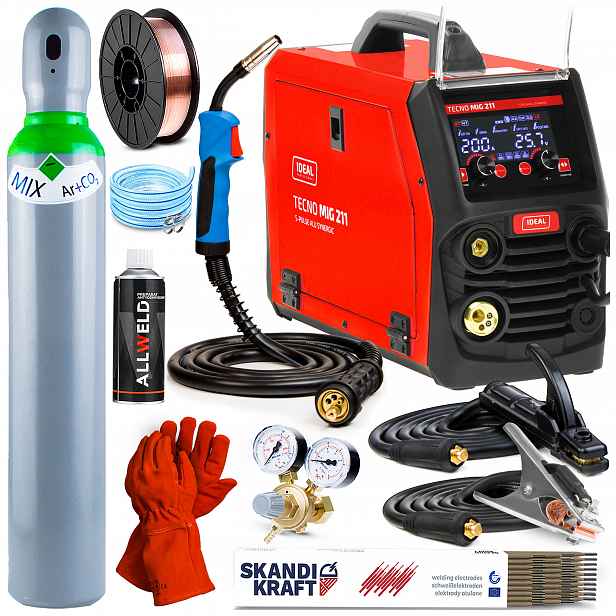 Svářečka Ideal Tecno Mig 211 S-pulse Mma Tig Hliník Synergie 200A 230V