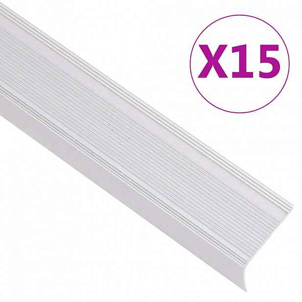 vidaXL Schodové hrany ve tvaru L 15 ks hliník 90 cm stříbrné