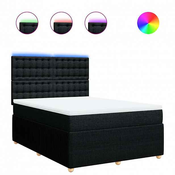 vidaXL Box spring postel s matrací černá 140 x 190 cm textil