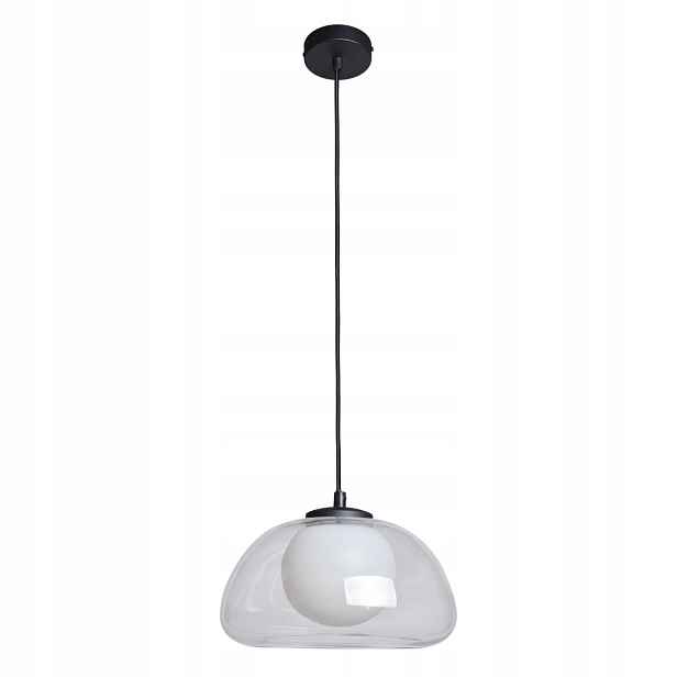 Italux Závěsná lampa Ainale skleněná koule G9 max 7W černá transparentní