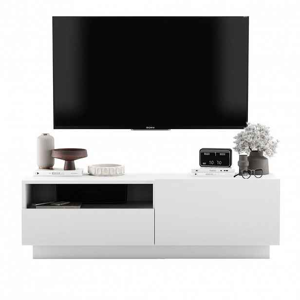 Meble Lindner TV stolek Enjoy Bílá mat 120 cm se zásuvkou a soklem