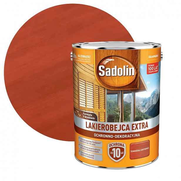 Sadolin Extra Lakobejca Na Dřevo Švédská červená 5L