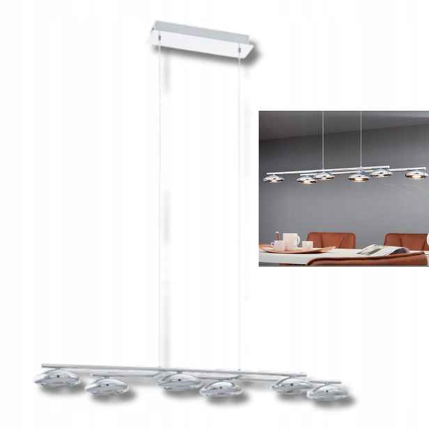 Závěsná Led lampa chrom bílá plast skandinávská obývací pokoj jídelna