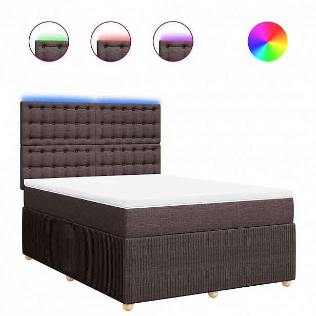 vidaXL Box spring postel s matrací tmavě hnědá 140x190 cm textil