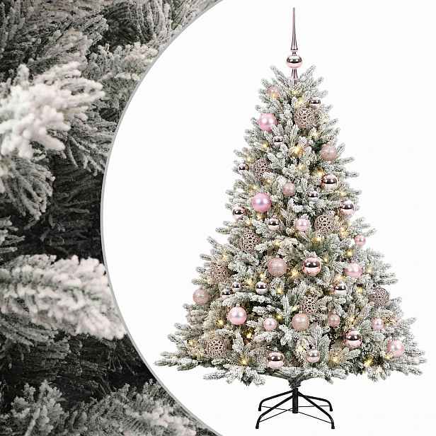 vidaXL Umělý vánoční stromek s vánočními koulemi 120 cm 150 LED