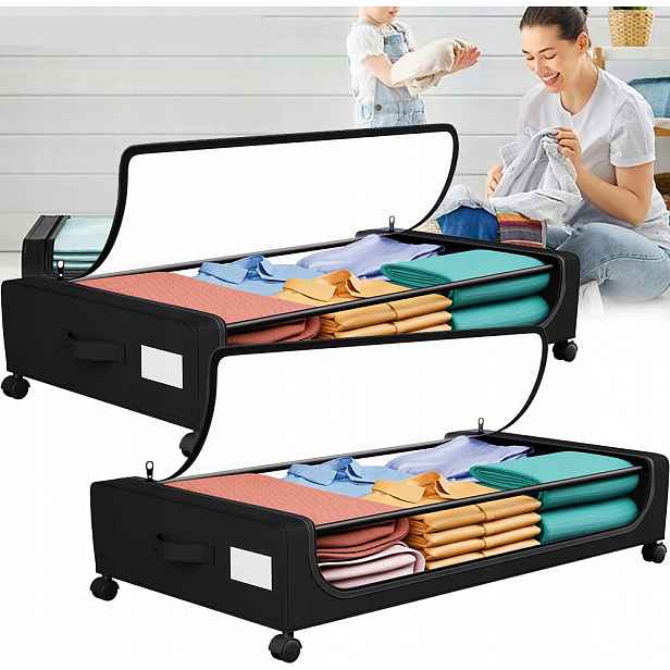 Organizér Pod Postel 78,5X44 CM Pro Uložení Ložního Prádla Se Zámkem, 2 Ks