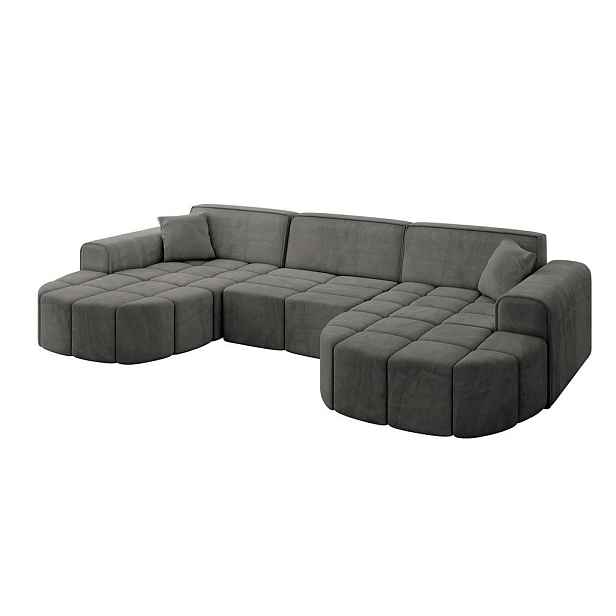 ALTDECOR SEDACÍ SOUPRAVA ve tvaru U LIVO-U1 315x173x79,5 Tmavě šedá Velur