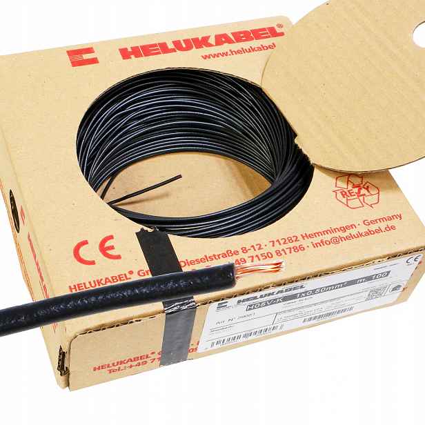 Kabel Lgy 0,5 mm černá Helukabel 500V 100 m