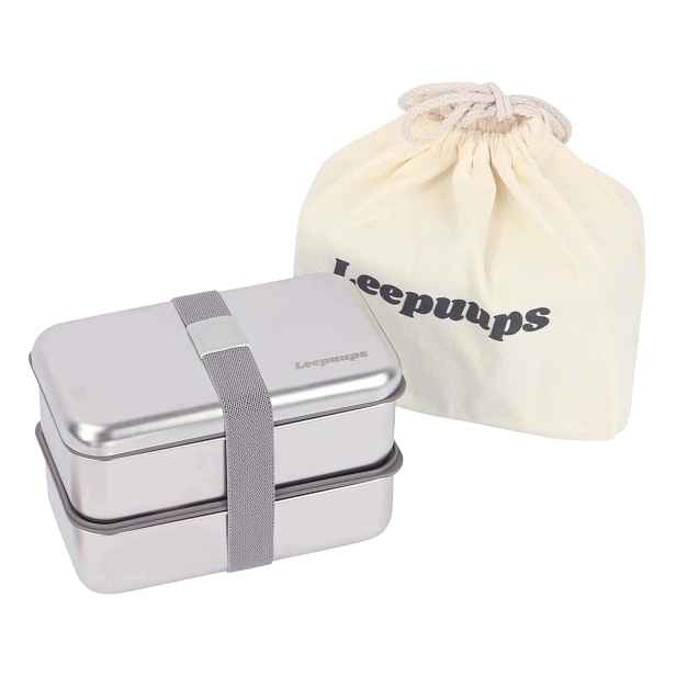 Lunchbox Bento 1800 ml Nerezová Ocel 304 Vzduchotěsný 2 úrovně Přihrádky