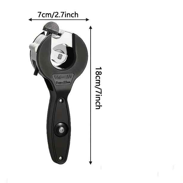 TEMU Robustní ráčnový řezač trubek - rozsah řezání 5/16" až 11/8", univerzální pro měděné, hliníkové, ocelové, nerezové, PPR, PE trubky, 360° rotace,