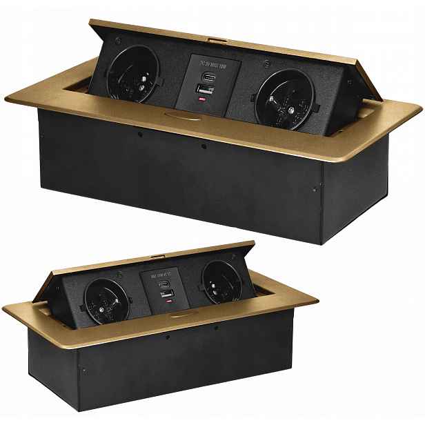 Zásuvka Orno zlatá 4x s uzemněním 2x Usb A+c