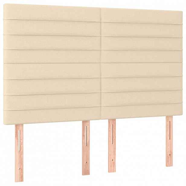 vidaXL Čelo postele krémové 144x5x118/128 cm látkové